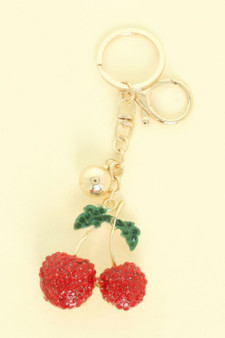 Jeweled Red Cherry Keychain​