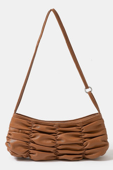 Fame Segmented Pleated Faux Leather Hand Bag