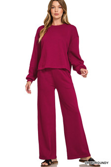 Zenana French Rib Pullover and Pants Set