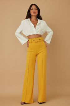 High Waist Pants With Buckle Belt​​