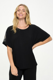 Hit Inbinding Neck Contrast Dolman Sleeve Top​​​