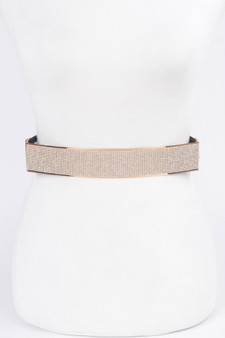 Rhinestone Metal Plate Elastic Belt​