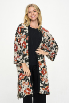 Hit Kimono Long Jacket W/Pocket