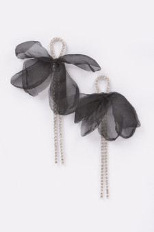 Polyester Flower Rhinestone Earring