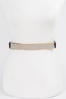 Rhinestone Metal Plate Elastic Belt