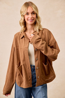 BiBi Corduroy Relaxed Fit Shacket with Back Pleat