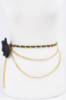 Flower Metal Double Layered Plus Size Chain Belt