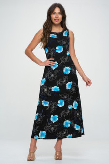 Boat Neck Sleeveless Long Dress