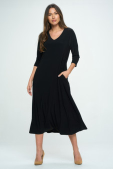 Hit V-Neck Long Dress W/Pocket​​​​​​