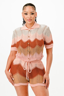 Knit Cardigan Short Set