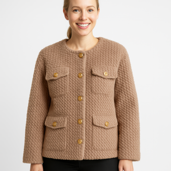 Textured Woven Button-Front Jacket​