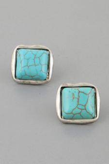 Antique Stone Cubic Stud Earrings