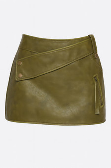 Faux Leather Strap Mini Skirt