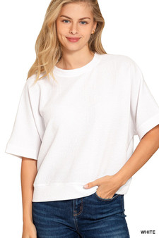 Zenana Double Knit Banded Bottom Short Sleeve Top