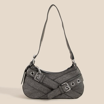 Fame Denim Belt Accent Shoulder Bag