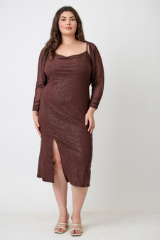 Plus Shimmer Midi Dress With Front Slit Dress Only​