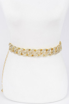 Rhinestone Oversized Chain Belt 