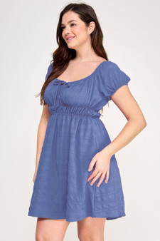 Plus Size Babydoll Bubble Check Dress​​