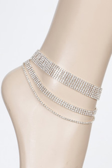 Layered Rhinestone Anklet 