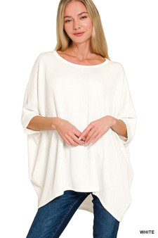 Zenana Raised Ribbed Bat Sleeve Top