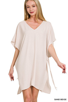Zenana Woven Airflow Tie Side Cover Up