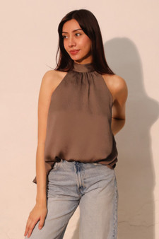 Hammered Satin Halter Bubble Top​​​