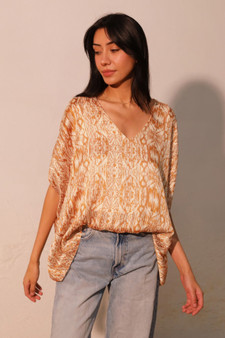 Bohemian Lurex Chiffon Caftan Top With Back Band​