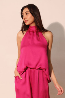 Hammered Satin Halter Bubble Top​