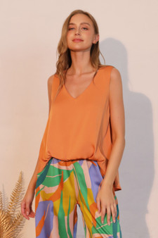 Washed Poly Silk Front Tucked Top​​