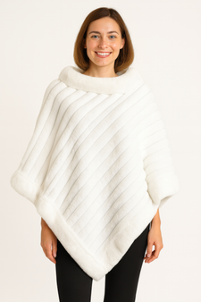 Elegant Faux Fur Winter White Poncho.