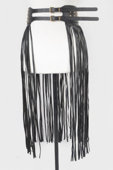 Faux Leather Metal Studded Fringe Belt