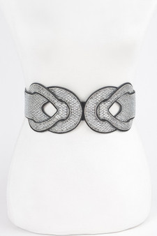 Multi Rhinestone Plus Size Elastic Belt
