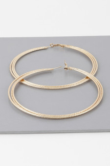 Wide Triple Rope Hoop Earrings