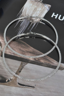 10Cm Double Rhinestone Hoop Earrings