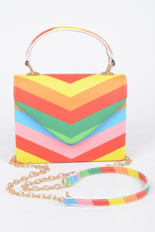 Rainbow Print Top Handle Clutch
