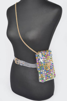 Rhinestone Clear Plus Size Belt Bag W/Chain​