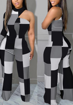 Women'S Fashion Print One-Sleeve Jumpsuit