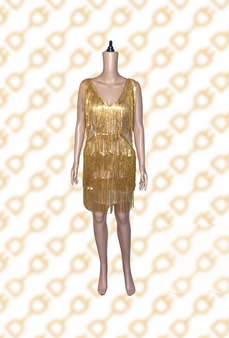 Fashion Fringe Sequin V-Neck Sleeveless Sexy Party Dress