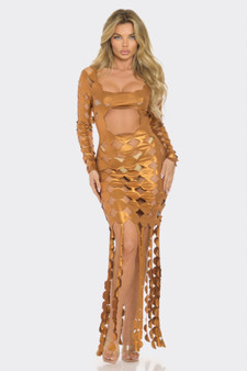 Metallic Sexy Cut Out Maxi Dress​