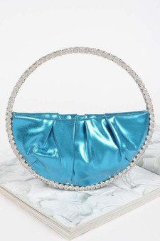 Metallic Luna Bag W/Stone Handle