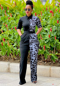 Women's Patchwork Print Jumpsuit