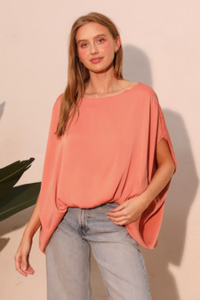 Washed Poly Silk Boat Neck Caftan Top​​