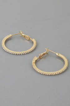 Rhinestone Lined Hoop Earrings