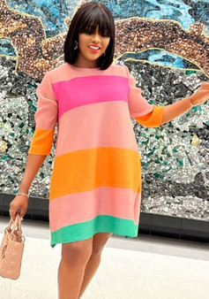 Women French Colorblock Dress