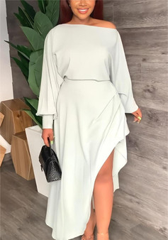 women's autumn winter fashion solid color long sleeve dress