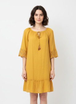 Mlle Gabrielle Solid Elbow Sleeve Dress