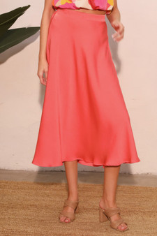 Washed Poly Silk Midi Swing Skirt​​​​