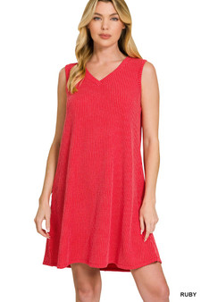 Zenana Raised Rib Sleeveless Mini Dress