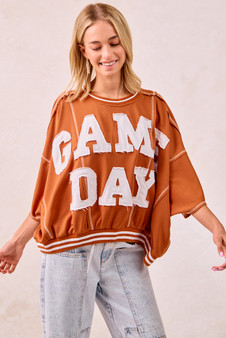 BiBi Gameday Patchwork Stitch Detail French Terry Top