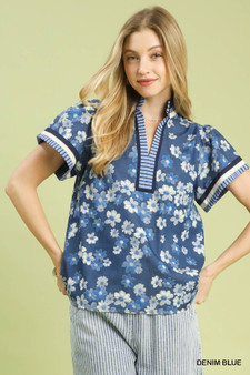 Umgee Mixed Media Print Top